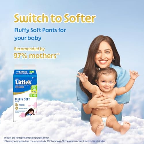 Little's Baby Pants Diapers with Wetness Indicator and 12 Hours Absorption, Small (S), 4-8 kg, 42 Count 2