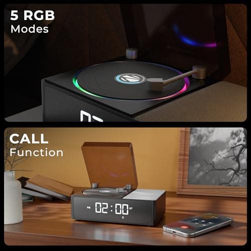Zebronics 10W Portable Bluetooth v6.0 Speaker, Dual 5.2cm Drivers, 9hr Backup, Retro CD Design, 6 Ambient Sound Effects, TWS Support, Passive Radiator, Built-in Clock, Alarm & Call Function (Echospin) 4