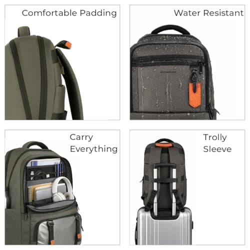 MOONWALKER THE Premium Backpack 35L with Multi Compartments | Fits 16 Inch Laptop | Stylish & Durable | Backpack for Office, College & Travel | Comfortable Straps & Premium Zippers - Moon Green 5