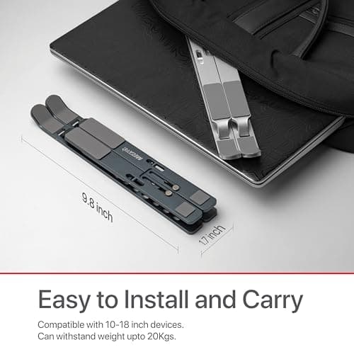 MegaStro® Laptop Stand for Desk with 7 Adjustable Angles, Aluminum Ergonomic Foldable Portable Compatible with All Brands 6-17.3 [with Pouch] [with Wire Protectors] (Metallic Grey) 4