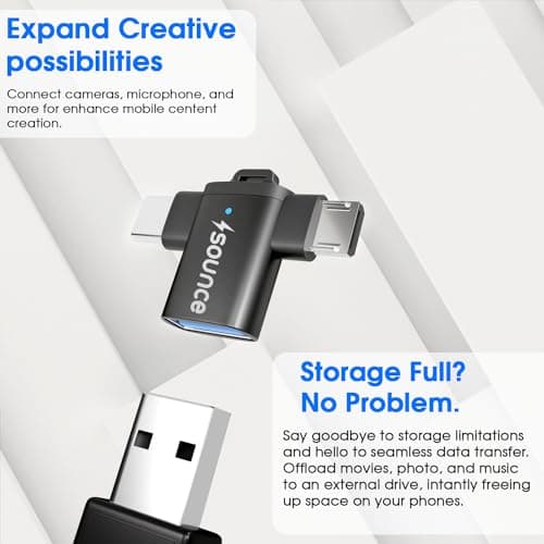 Sounce 2 in 1 USB OTG Adapter USB A to Type C & Micro USB Connector, Female to Male USB 3.0 High-Speed Data Transfer Converter Pen Drive Adapter for Mobile and Others - Black 5