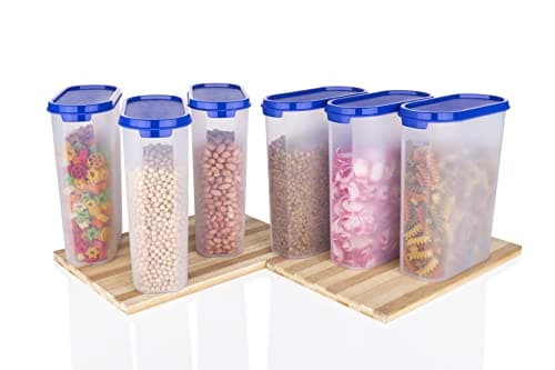 SKY HEART Modular Storage Containers | Organised Kitchen | Stackable | Durable | For Pulses, Rice, Dal, Atta, Flour, Cereals, Snacks, | Set of 6 x2500ML