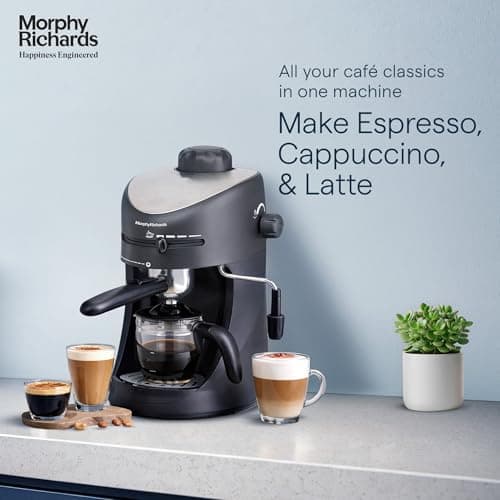 Morphy Richards New Europa 800-Watt Espresso and Cappuccino 4-Cup Coffee Maker (Black) 3