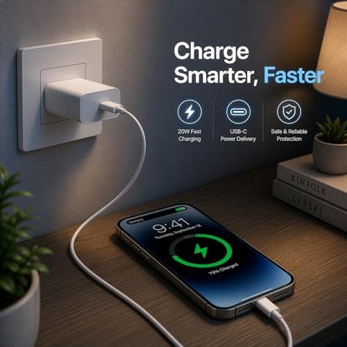 AIL-KIN 20W Type C Adapter [MFi Certified, 6 Months Warranty] Compatible for iPhone 17 series/16series,15/14/13/12/11 Series with PD Fast Charging Adaptor ROMITAZ 3