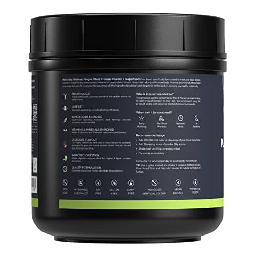 Nutrabay Wellness Vegan Plant Protein Powder + Superfoods 24g Protein per Serving – Complete Amino Acid, Pea & Brown Rice, Sugarfree – 500g, Rich Chocolate | 100% Authentic Clean Protein 2