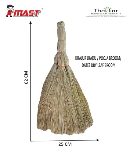 Mast Kersuni Khajur/Palm Dry Leaves Soft Broom for Home/Outdoor/Temples/Schools Floor Cleaning (Pack of 2) 2