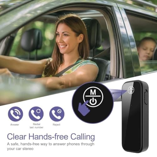 Qwick Click Aux Bluetooth Adapter for Car, 2 in 1 Bluetooth 5.3 Transmitter Receiver for Hands-Free Call, Noise Cancelling 3.5mm AUX Wireless Receiver for Home Stereo System/Headphones/Easy Connect 5