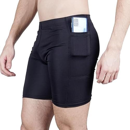NEVER QUIT Men’s Half Compression Gym Shorts with Pocket – Black Stretch Workout Tight | Quick Dry Sports Activewear | Pack of 1/2 (in, Numeric, 34, Regular, Black)