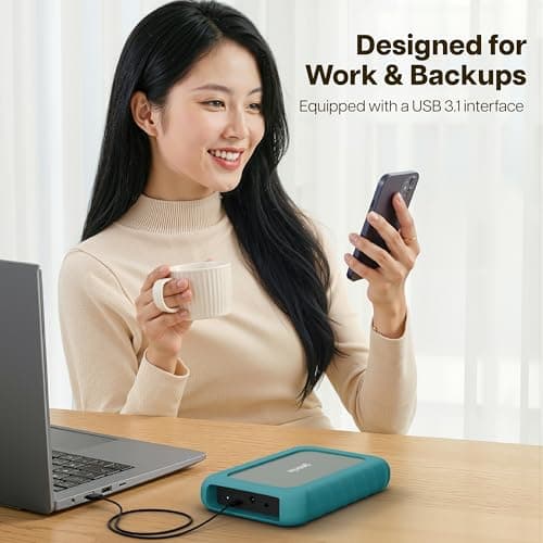 GEONIX PowerShell AL7 4TB External Hard Drive | 3.5 Inch Portable HDD | USB 3.1 | Up to 5Gbps with UASP | Shockproof | Windows, macOS, Linux & Android | 3 Year Warranty (Martini Gray) 5