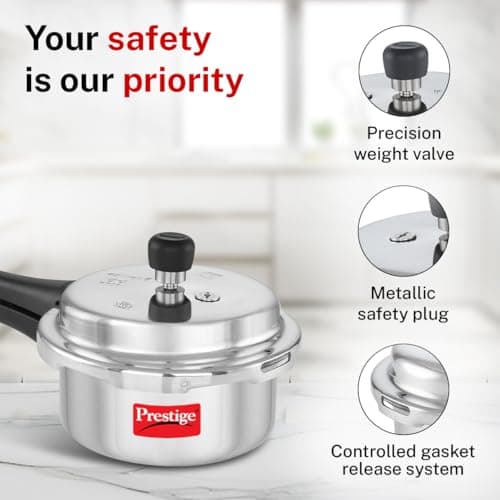 Prestige 2 Litre Aluminium Popular Outerlid Pressure Cooker | Virgin Aluminium| Gas Compatible|Controlled Gasket Release System|5 years warranty|ISI Certified 4