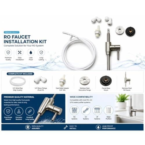 SS 304 Grade Faucet Tap for Cabinet RO Water Purifiers, Stainless Steel (3/8 inch pipe) 4