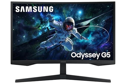 Samsung 27" (68.5cm) Odyssey G5 2K Curved Gaming Monitor|QHD 2560 X 1440|1000R Curved|165Hz|1ms(MPRT)|300nits|Ports-HDMI,DP,Headphone|DP Cable|HDR10|FreeSync|LS27CG550EWXXL|Black