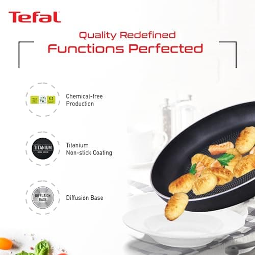 Tefal Delicia Titanium Non-Stick Coating Fry Pan | Thermo-Spot Technology/PFOA Free, Titanium Non-Stick Coating / 28 cm/Suitable for Gas, Electric, Ceramic Hobs/Black / 2 Years Coverage 3