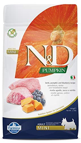 Farmina N&D Pumpkin Adult Mini Dog Food | Lamb, Blueberry & Pumpkin | Rich in Anti-oxidants|Complete Food for Adult Dogs | 0.8kg | No Artificial Preservatives