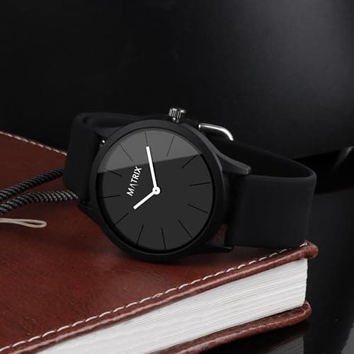 Matrix Minimalist Dial with Softest Silicone Strap Analog Wrist Watch for Men & Boys (Black) 2