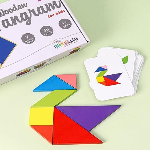 Intelliskills Premium Brain Boosting Wooden Tangram Puzzle Game for Kids, Educational & Travel Puzzle Game for 3+ Years Girls & Boys, Brain Teaser Toys, BIS Certified, Birthday Gift 3