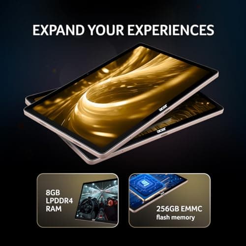 acer Iconia Tab iM10-22 | 10.36" 2K IPS Display, Quad Speakers, 8GB RAM + 256GB Storage, 16MP Rear + 8MP Front Camera, Fingerprint Reader, Wi-Fi + 4G LTE(Calling), Android 14, Slim Metal Body, Gold 4