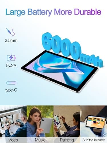 ATMPC 10" Android Tablet, Tablets, 6GB (2+4 Expansion) RAM 32GB ROM and Android 12 128GB Expandable Tablet, 2+5MP Dual Camera, WiFi, Bluetooth, 6000Mah Battery 4