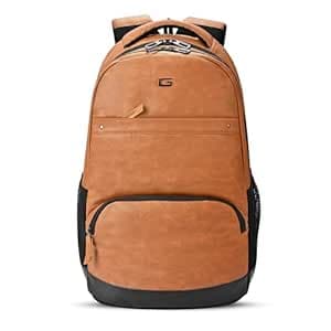 Gear Vintage2 Anti Theft Faux Leather 18 cms Tan Laptop Backpack (LBPVG2LTH1901)