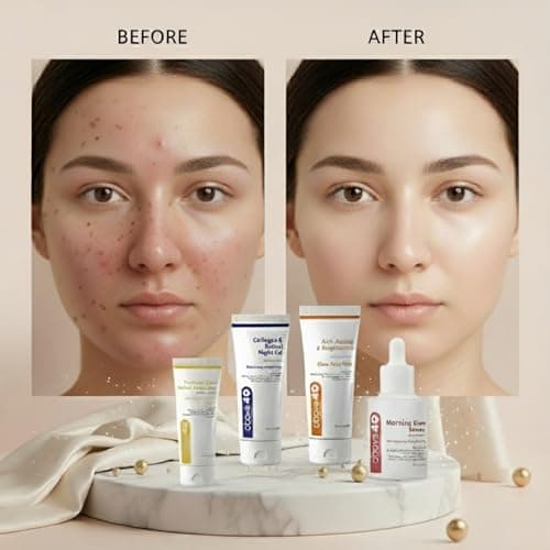 Above 40 Complete Anti-Aging Skincare Set - For All Skin Type - 4-Piece Korean Secret Glow Kit with Retinol Night Gel, Vitamin C Morning Serum, SPF 50 Tinted Sunscreen & Brightening Face Wash - For Al 3