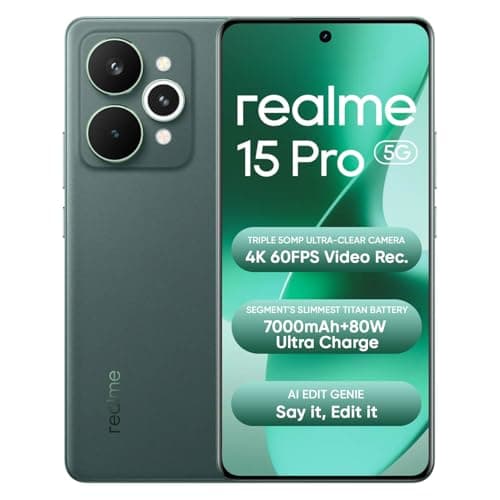 realme 15 Pro 5G Smartphone 12+256GB,4K 60FPS,144Hz HyperGlow 4D Curve Display,7000mAh Battery,80W SuperVOOC, Camera Triple 50MP, Snapdragon 7 Gen 4, IP69, Green