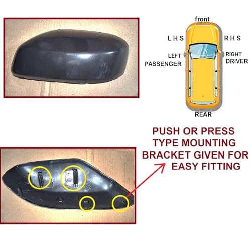 STYCARO Left Passenger Side View Mirror Cover Skull Cap for Honda City I-vtec 3RD GEN, F/L 2008-2013 | Without Indicator Cut Type | Unpainted ABS Mirror Housing Replacement | Car Exterior Accessories 2