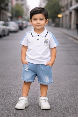 Indhrani Cotton Kids Clothes for Boys with Printed T-Shirt & Shorts | Comfortable Baby Boy Dress for Playtime & Outings | Soft Kids Dress Boy Outfit Designed for Style (White 02, 1-2 year) 3