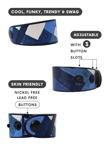 Joie de Vivre (French Quote) - Blue Ripped Denim Patchwork Designer Fashion Bracelet | Unisex Wristband | Premium, Limited Edition, Gift Ready | Handcrafted in India 4