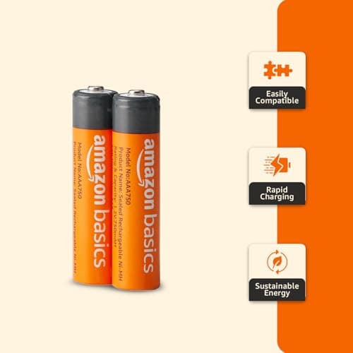 Amazon Basics AAA Rechargeable 750 mAh Batteries | Ready-to-use | Pre-Charged Ni-MH Batteries (Pack of 2) 4