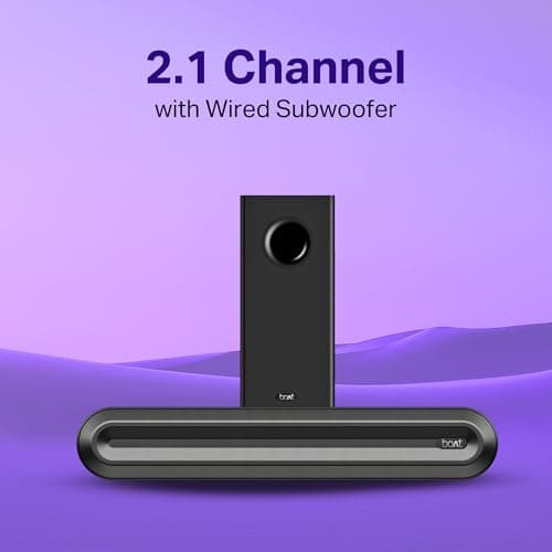 boAt Aavante 2.1 300, 40W Signature Sound, 2.1 CH w/Wired Subwoofer, Multiple Ports, EQ Modes, Remote Control, Bluetooth Sound bar, Home Theatre Soundbar Speaker (Premium Black) 3