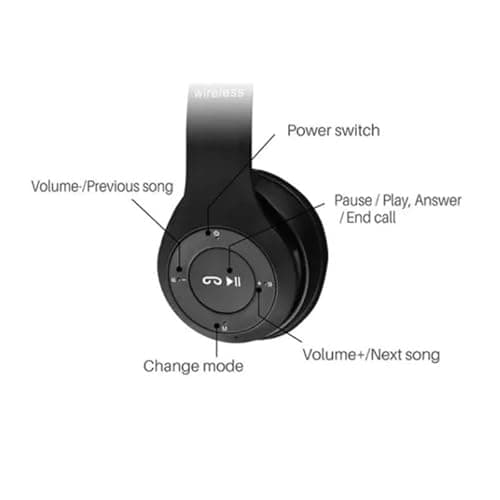 P47 Wireless Over Ear Headphones Bluetooth with Mic (Black) 4