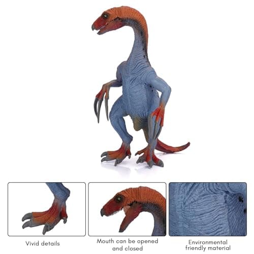 Blue Aura Therizinosaurus Dinosaur Toy with Movable Mouth Big Size 20 X 18.5CM for Boys & Girls Dinosaur Action Figures Vinyl Plastic | Blue Red Long Nail Dino 5