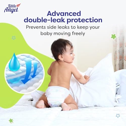 Little Angel Extra Dry Baby Pants Diaper, Medium (M) Size, 80 Count, Super Absorbent Core Up to 12 Hrs Protection & Wetness Indicator, Upto 5-11kg (40 count/pack, Pack of 2) 2