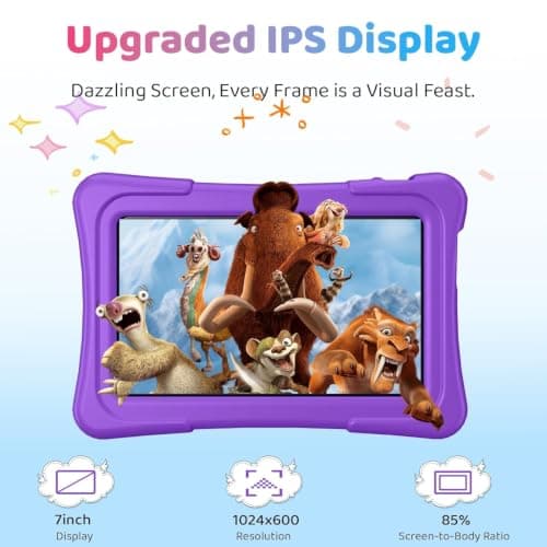 HAYUA Kids Tablet, 7 Inch Android 15 Tablet for Kids, 8GB+32GB 1TB Expanding, Quad Core Toddler Tablets with Shockproof Case, BT5.0, WiFi 5, Parental Controls, Games, Dual Camera (Purple) 2