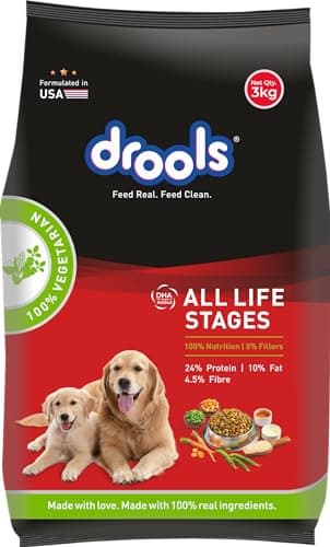 Drools Dry Dog Food All Life Stages 3kg | 100% Vegetarian Flavour | Supports Digestive Health | Strong Bones & Teeth | Boosts Immunity | Healthy Skin & Shiny Coat
