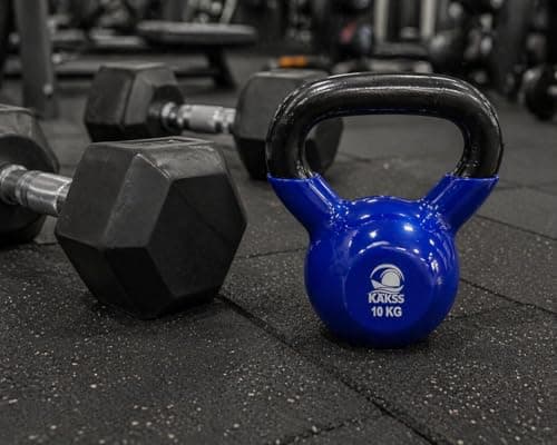 KAKSS Half Coating Vinyl Kettlebell, 10kg Blue Cast Iron Kettle Bell with Non-Slip Grip Handle for Strength Training, Home Gym Workout Equipment for Men & Women (Proudly Made in India) 4