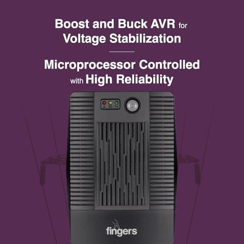 FINGERS Fast-Recharge UPS FR-1097-4S (1000VA / 600W Line-Interactive UPS, 33% Faster Recharge, Extended Battery Backup, AVR Voltage Stabilization, Generator & Inverter Compatible) 5