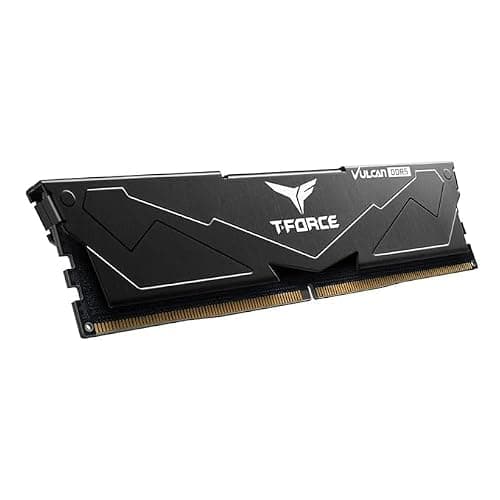 TeamGroup T-Force Vulcan 32GB 6000MHz (6000MT/s) CL38 Black DDR5 UDIMM Desktop Gaming Memory, Metal Heatsink, ECC, XMP 3.0/AMD Expo, Compatible with Intel/AMD CPU, High Performance, Low Latency RAM 3