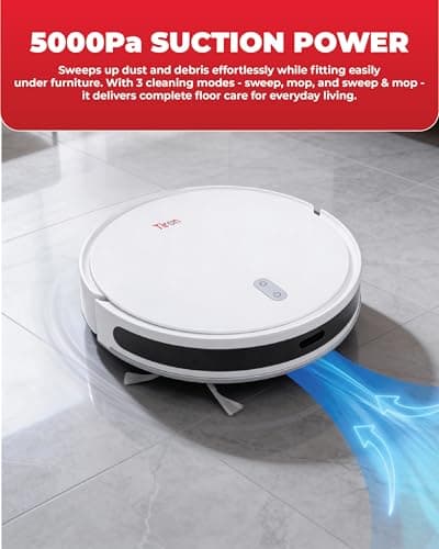 TIRON TRV 10P Robotic Vacuum Cleaner, 2-in-1 Vacuum & Mop, LiDAR Laser Navigation, 5000 Pa Suction, Highest Battery, Longest Runtime, Anti Fall & Carpet Detection Sensor, Designed for Indian Homes 3