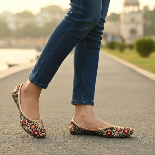 DFR Women Ethnic Rajasthani Embroidery Punjabi Mojari's Juti's Jutti’s, Color - MULTI1, UK Size - 8 5