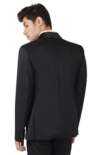 TAHVO Men's Blazer Slim Fit Single Breasted Black Solid Formal Blazer for Men & Boys Size 36 2