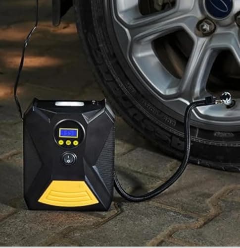Niralasa Portable DC Digital Tyre Inflator 12V, 150 PSI with Digital Pressure Gauge & LED Light | Fast Inflation Air Compressor Pump for Car, Bike, and Sports Equipment | Compact metal 2