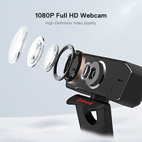 Redragon GW800 1080P Webcam with Built-in Dual Microphone, 360-Degree Rotation - 2.0 USB Skype Computer Web Camera - 30 FPS for Online Courses, Video Conferencing and Streaming, Optical, Black 3