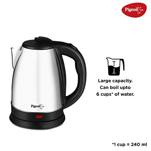 Pigeon By Stovekraft Amaze Plus 1.5 Litre Electric Kettle, Black By Stovekraft Kessel 1.2-Litre Multi-Purpose Kettle (Silver) 600 Watts, Black 3