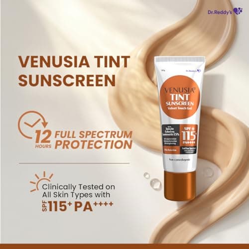VENUSIA Dr. Reddy's Sun Tint SPF 115|India's First Sunscreen with the Highest SPF|Matte-finish|Full Spectrum 12-Hour Protection|Reduces Pigmentation|Zero White Cast|Hypoallergenic and Paraben-free|50g 3