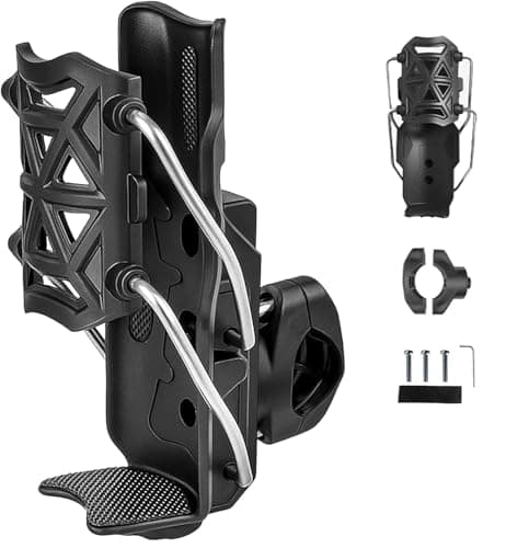 SRPHERE Bike Cup Holder Motorcycle Bicycle Water Bottle Holder Bicycle Bumper Cup Holder 360° Rotation Fit Adaptive Cycling & Motorcycle Cup Holder with Automatic Clamping (Mysterious Black)