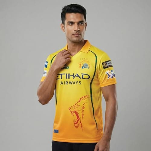 playR x Chennai Super Kings Original Fan Jersey IPL 2026 – Adult Plain Half Sleeve CSK Cricket T-Shirt, Regular Fit Sportswear Tee for Training, Outdoor & Match Day Activewear for All Season 3