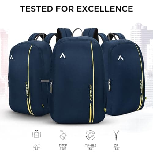Aristocrat Nova 15L Laptop Backpack for Men & Women with Bottle Pocket | Padded Shoulder Straps, Multi Compartments | Travel & College Bag | Dark Blue 6