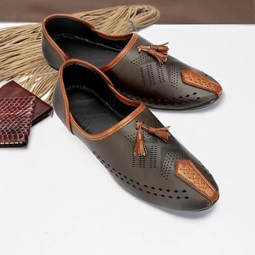 FAXIAN Men's Brown Synthetic Slip_On Trendy/Lightweight & Ethnic Mojaris 06 (UK/India) (2016) 4
