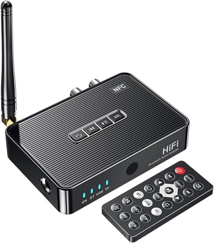 Etzin Bluetooth 5.1 Audio Receiver Transmitter,Wireless Audio Adapter NFC to RCA Stereo Audio Amplifier for Home Music Streaming-EPL-1097WA.